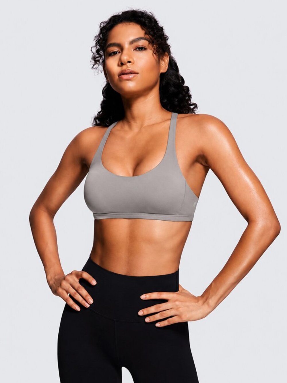 CRZ YOGA Naked Feeling Criss Cross Sports Bra Sleet Gray Small NWT H144